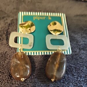 Piper Gold and Brown Geometric Earrings